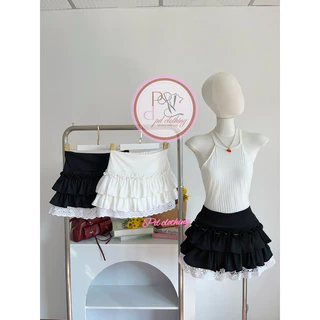 PDSK04 กระโปรงสั้น มีกางเกงซับด้านใน ระบาย 2 ชั้น