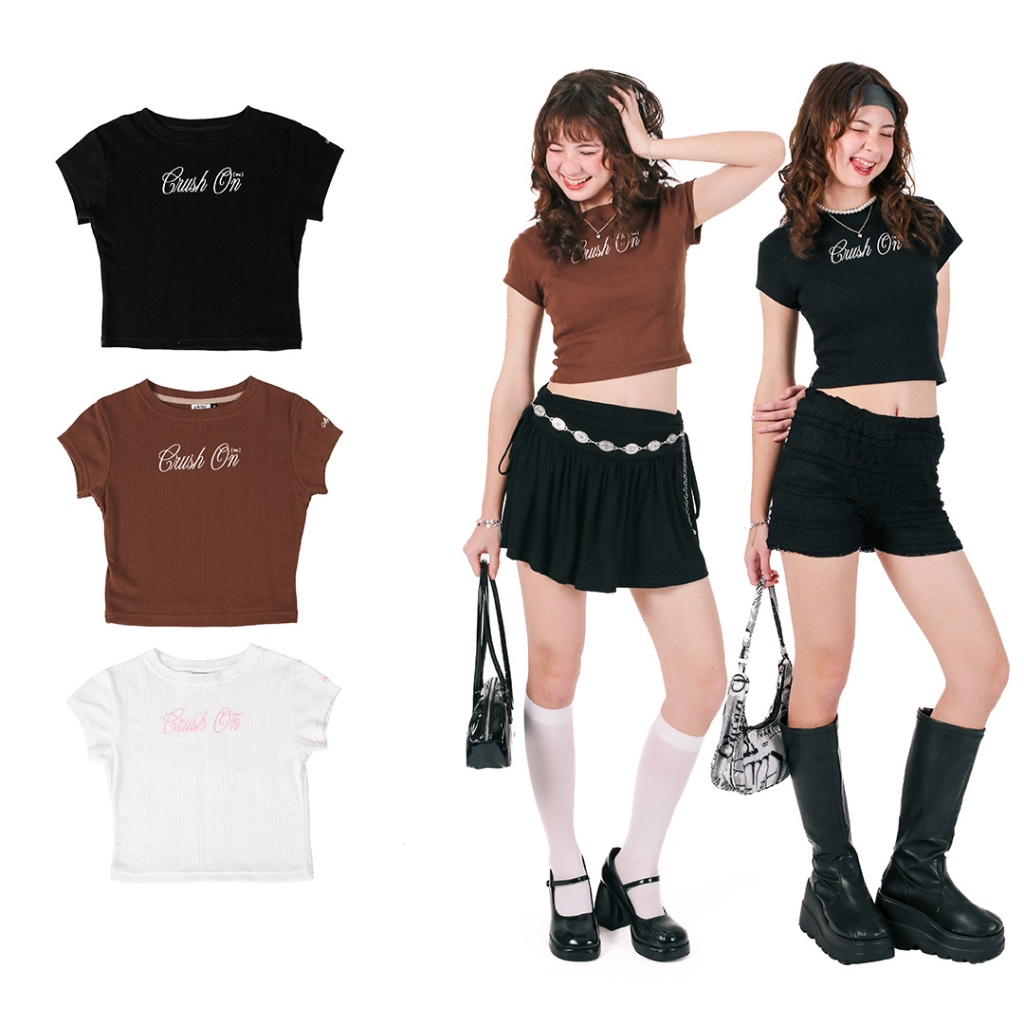 kome.offi เสื้อยืดผ้า jacquard รุ่น crush on me t-shirt