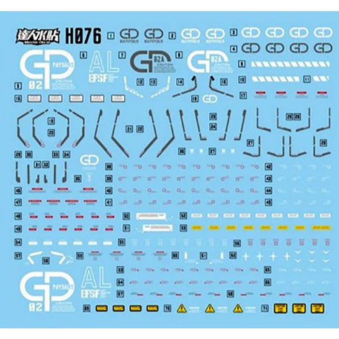 ดีคอลน้ำ[MASTER DALIN] HO 76 HGUC 1/144 RX 78GP02A PHYSALIS [ TYPE MLRS] GUNDAM WATER SLIDE DECAL [FLOURESCENT] HO76