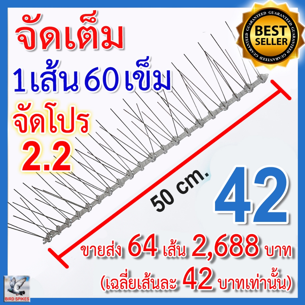 จัดโปร 2.2 CASHBACK หนามกันนก หนามไล่นก รุ่นพิเศษ จัดเต็ม เข็มเต็มทุกช่อง (64 เส้น)