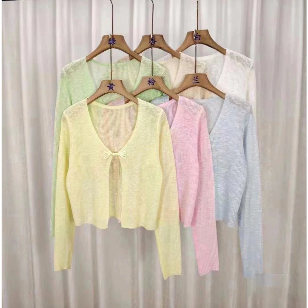 diary(72049) เสื้อคลุมแขนยาวแต่งโบว์น่ารัก ใส่สบาย เข้าได้กระทุกลุค