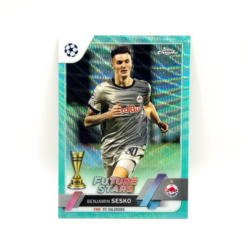 Topps Chrome UCC 22/23 Benjamin Sesko FC Salzburg Future Stars /199 Aqua Wave Refractors