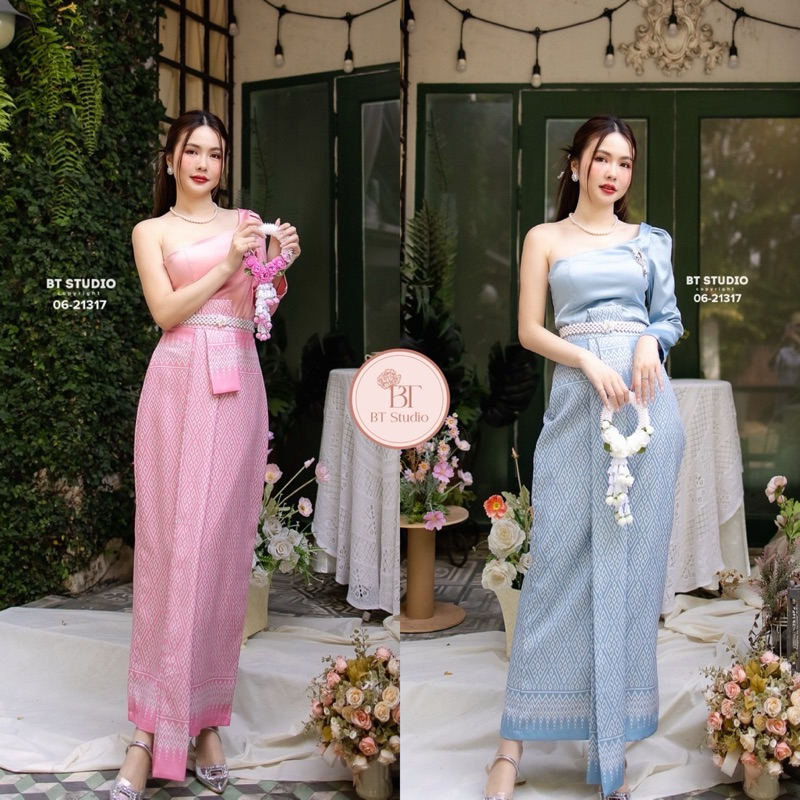 ชุดไทยประยุกต์ 06-21317 ชุดไทย ชุดงานแต่ง ชุดไทยสวยๆ งานป้าย BT