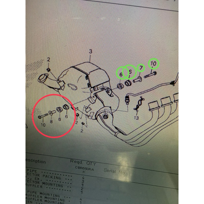 ชุดยางยึดท่อไอเสีย CB/CBR650F CB/CBR650R ปี13-24 ของแท้ตรงรุ่นเบิกศูนย์