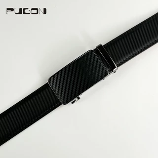 PUGON เข็มขัดผู้ชาย ชนิดหนังวัวแท้ สีดำปืน เข็มขัดหนัง คุณภาพสูง แฟชั่นคลาสสิกสีดำ Leather belt men