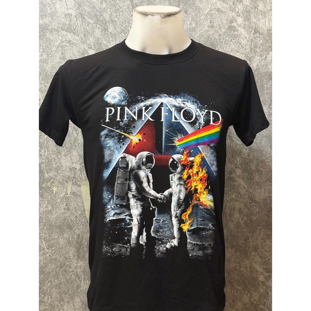 เสื้อยืดคอกลม สกรีนลายวง PINKFLOYD (รหัส 263)