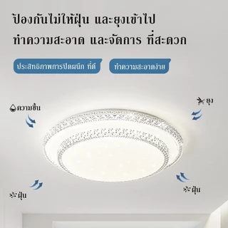โคมไฟเพดาน led โคมไฟระย้า ตกแต่งห้องนั่งเล่น สไตล์โมเดิร์นมินิมอล ด้วยรีโมทคอนโทรลเพื่อเปลี่ยนแสง 3สี