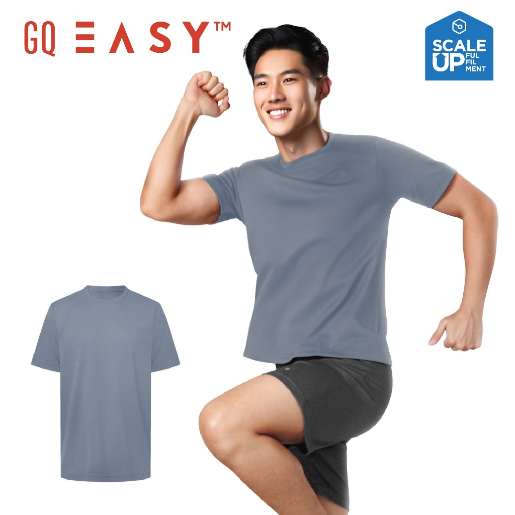 GQ Easy Sport เสื้อกีฬาคอกลม แขนสั้น เสื้อยืดคอกลม สีเทา ของแท้ 💯%