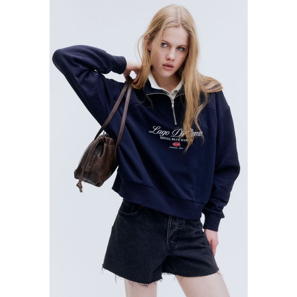H&M Motif-detail zip-top sweatshirt Women Motif-detail zip-top sweatshirt 1273627_1