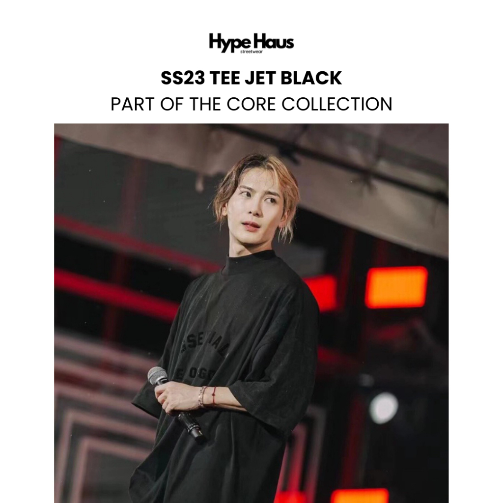 [แท้✅ พร้อมส่ง] Essentials SS23 Tee - Jet Black (โลโก้ยาง)