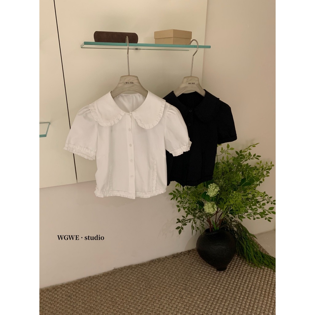 🧡🧵 🇰🇷 W3634 เสื้อแขนตุ๊กตา แต่งปกและชายเสื้อ ทรงน่ารักมากค่ะ แฟชั่นเกาหลี TAG WG.WE 🧵🧡 - รูปที่ 2