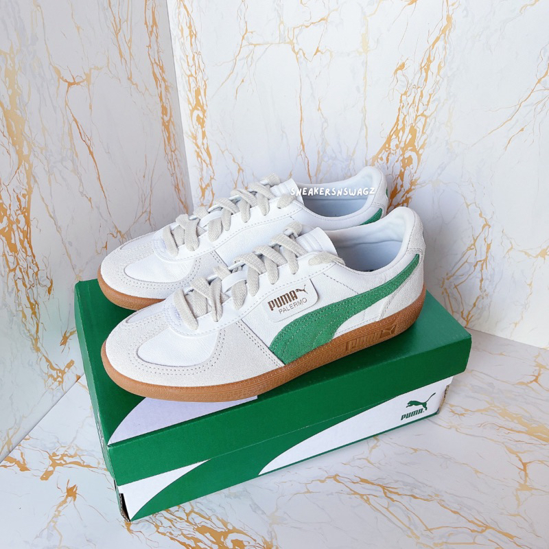 อ่านก่อนสั่งค่ะ 😊 [พรีออเดอร์] Puma Palermo Lth - (396464-07) Color: White/Vapor Gray/Archive Green