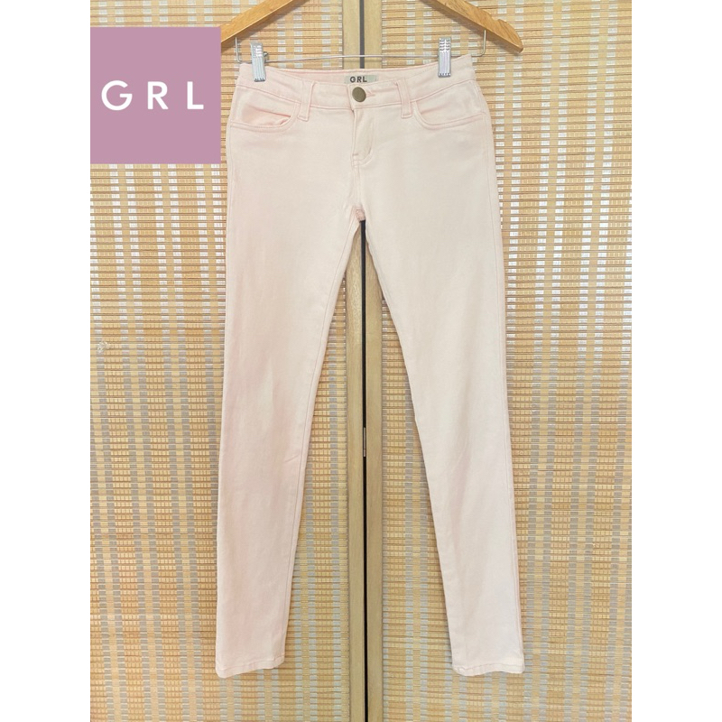 กางเกงยีนส์ GRL ญี่ปุ่นมือสองผ้ายืดสกินนี่ ไซส์ S สีชมพูละมุน ใส่สบายผ้าดีมาก