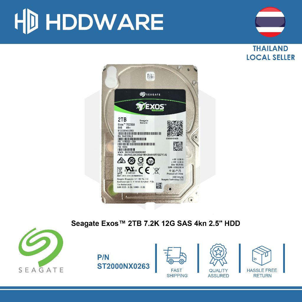 Seagate Exos™ 2TB 7.2K 12G SAS 4kn 2.5" HDD [ 7E2000 ] // ST2000NX0263 // 1FM202-004
