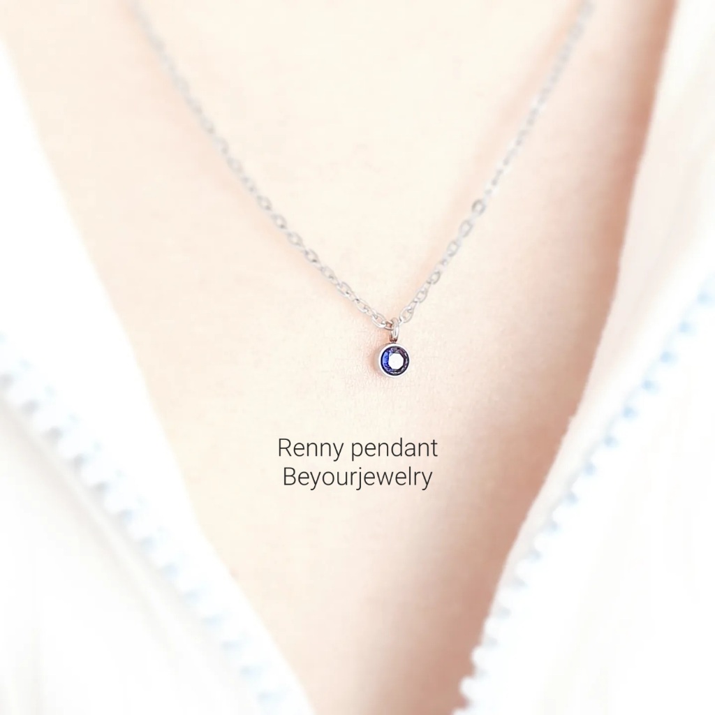 🔥อมิทิสต์ (Amethyst) Renny pendant จี้พลอยมินิมอล 4 มิล พร้อมสร้อยคอ ไม่ลอก ไม่ดำ ไม่แพ้ - รูปที่ 4