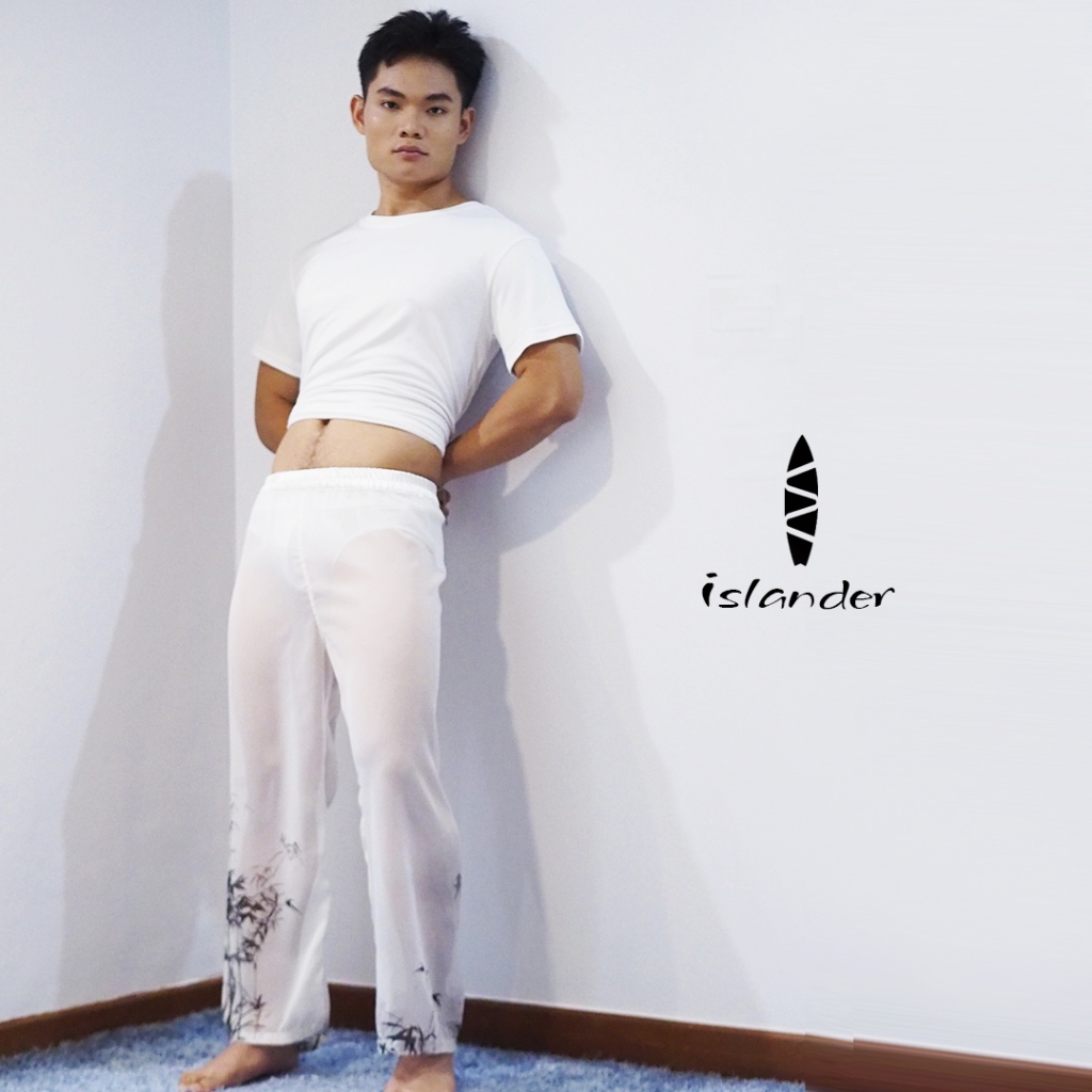Islander กางเกงนอนผู้ชายขายาวซีทรู ผ้าชีฟองนุ่ม เบา พริ้วไหว