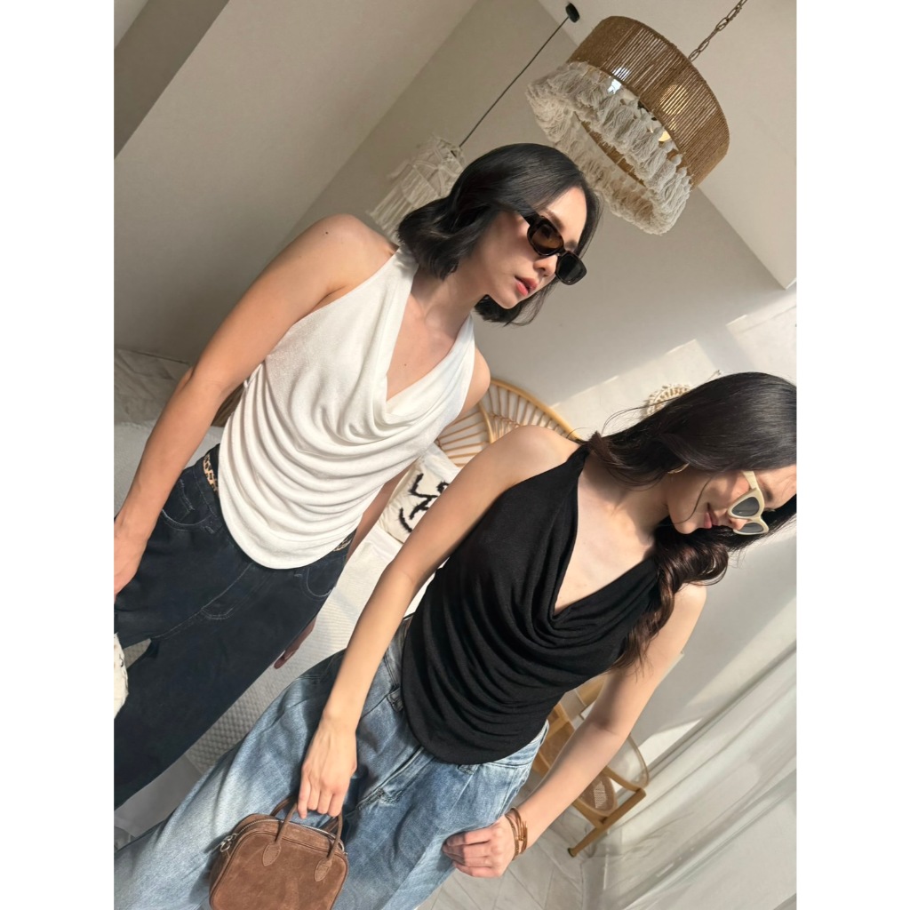 colourblockmatter - Valentina Top เสื้อคอถ่วงไขว้หลัง