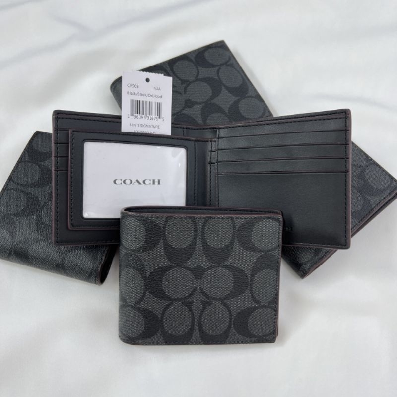 📍ใช้โค้ดลด30ได้📍ของแท้100%พร้อมส่งที่ไทย COACH ID BILLFOLD WALLET กระเป๋าตังผู้ชายมีไส้ ไส้กระเป๋าถอดออกได้