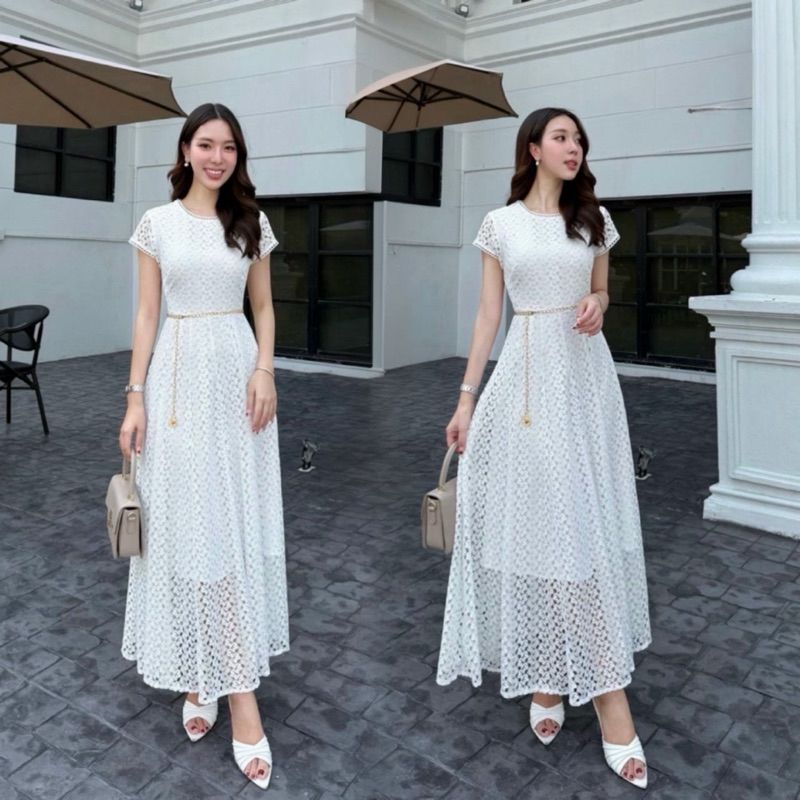 Rattana PT, VEGAS•เดรสยาวเนื้อผ้าลูกไม้ทั้งชุด ทรงสวยมากใส่ออกงาน ทำบุญ วันเกิด งานบวช งานแต่ง ใส่ได้บ่อย