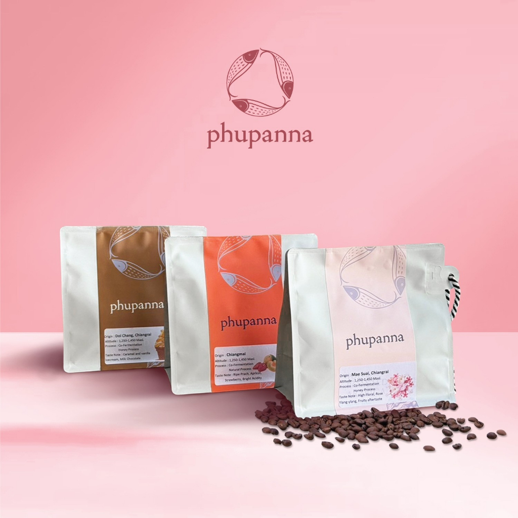 เมล็ดกาแฟคั่วอ่อน Co-Fermentation 150 G. Produce By Phupanna