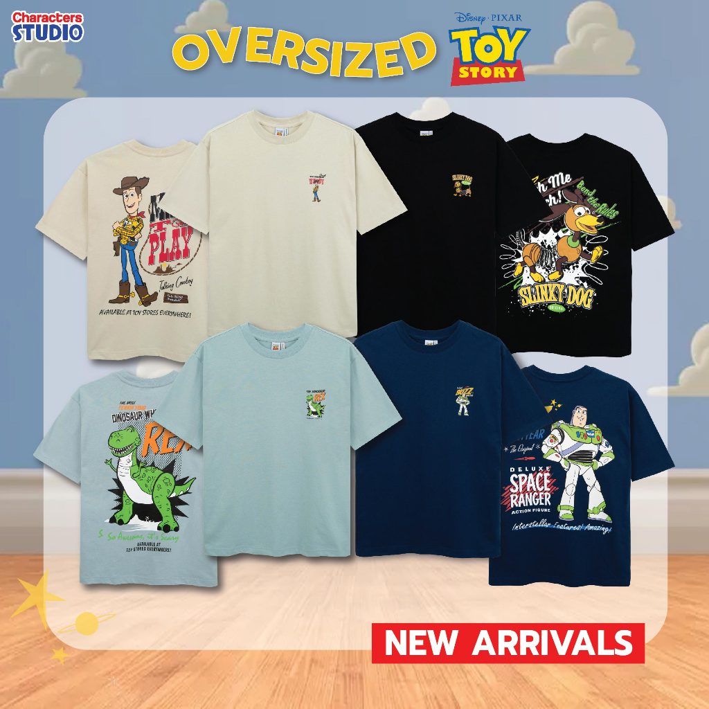 Disney Toy Story เสื้อยืดโอเวอร์ไซส์ผู้ชาย ผู้หญิง ดิสนีย์ ทอย สตอรี่ ผ้าCozy Feel สินค้าลิขสิทธิ์แท้  Characters Studio