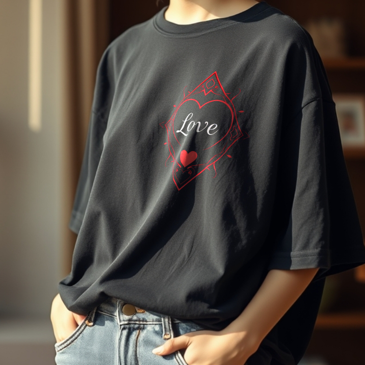 เสื้อยืดValentine แบรนด์ Vibeon spell of Love ทรงโอเวอร์ไซต์คอกลมผ้าคอตตอนพรีเมี่ยม 100%