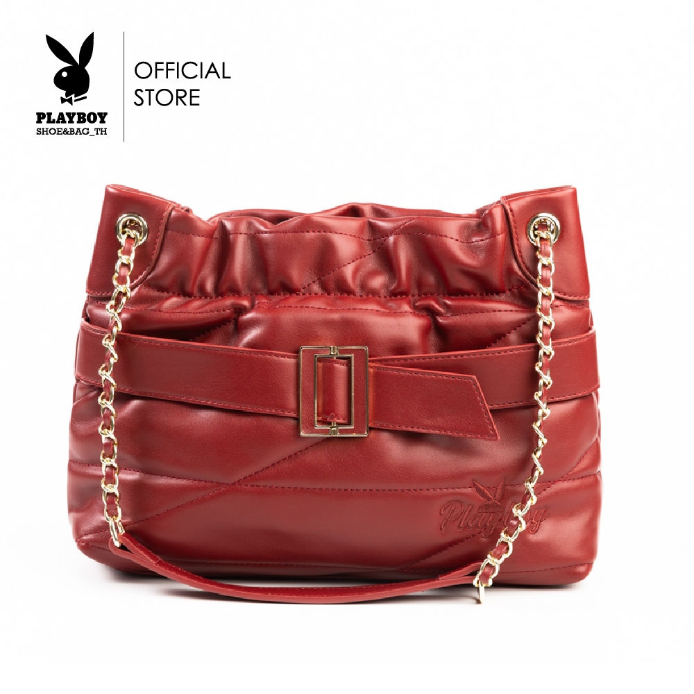 PLAYBOY รุ่น Sassy Buckle กระเป๋าสะพายข้างผู้หญิง รหัสST-B251PB603 ดีไซน์แต่งอะไหล่ เข็มขัดทรง Hobo Bag มี 3 สี