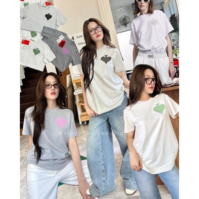 Mardi logo T-shirt💚💗♠️(330฿) เสื้อยืดแบรนด์ดังเกาหลี ดีเทลปักโลโก้อก งานชนช็อปเกาหลีเลยค่าา valen