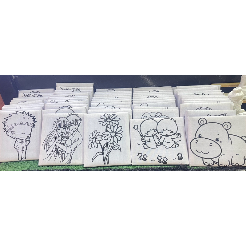 เฟรมผ้าระบายสีคละลายขนาด16.5*19cm 20ชิ้น