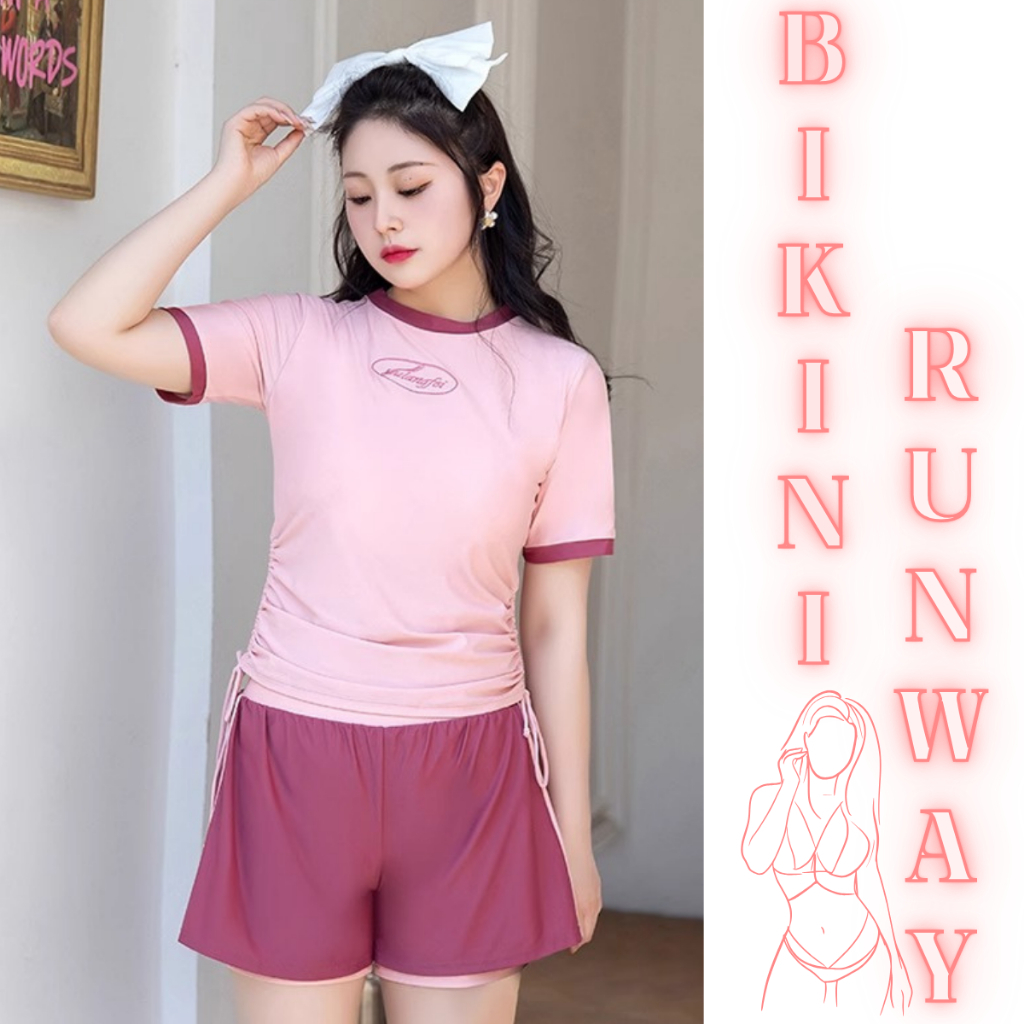 BIKINI RUNWAY ชุดว่ายน้ำเซ็ทกางเกง ชุดเดินชายหาด ชุดว่ายน้ำนักกีฬา 🐬 มีไซส์ XL-2XL | น้ำหนัก 55-75 กก. Y400