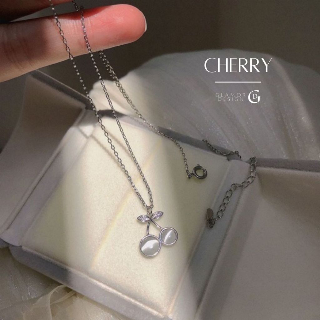 GLAMOR สร้อยคอเงิน Cherry สร้อยหินโมรา ขับไล่พลังงานไม่ดี สร้อยคอเงินแท้ สร้อยหินมงคล สร้อยคอแฟชั่น