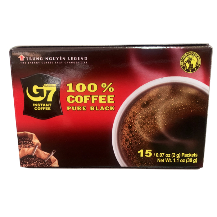 กาแฟดำ G7 Coffee กาแฟ เวียดนาม กาแฟสำเร็จรูป 3 อิน 1 ขนาด 1 กล่อง บรรจุ 15 ซอง ซองละ 2 กรัม