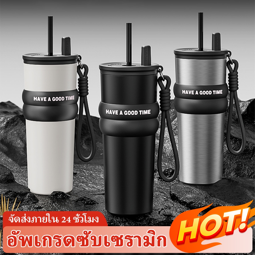 ถ้วยกาแฟติดรถยนต์ ถ้วยกาแฟสแตนเลส เก็บความอบอุ่นและความเย็น ถ้วยกาแฟมีฝาปิด