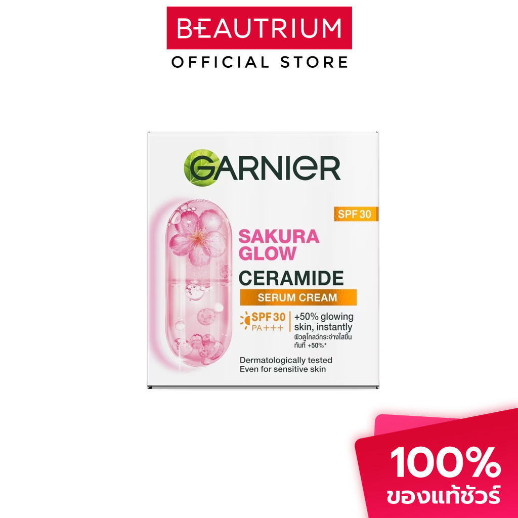 GARNIER Skin Naturals Sakura Glow Hyaluron Serum Cream SPF30 PA+++ ครีมบำรุงผิวหน้า 50ml