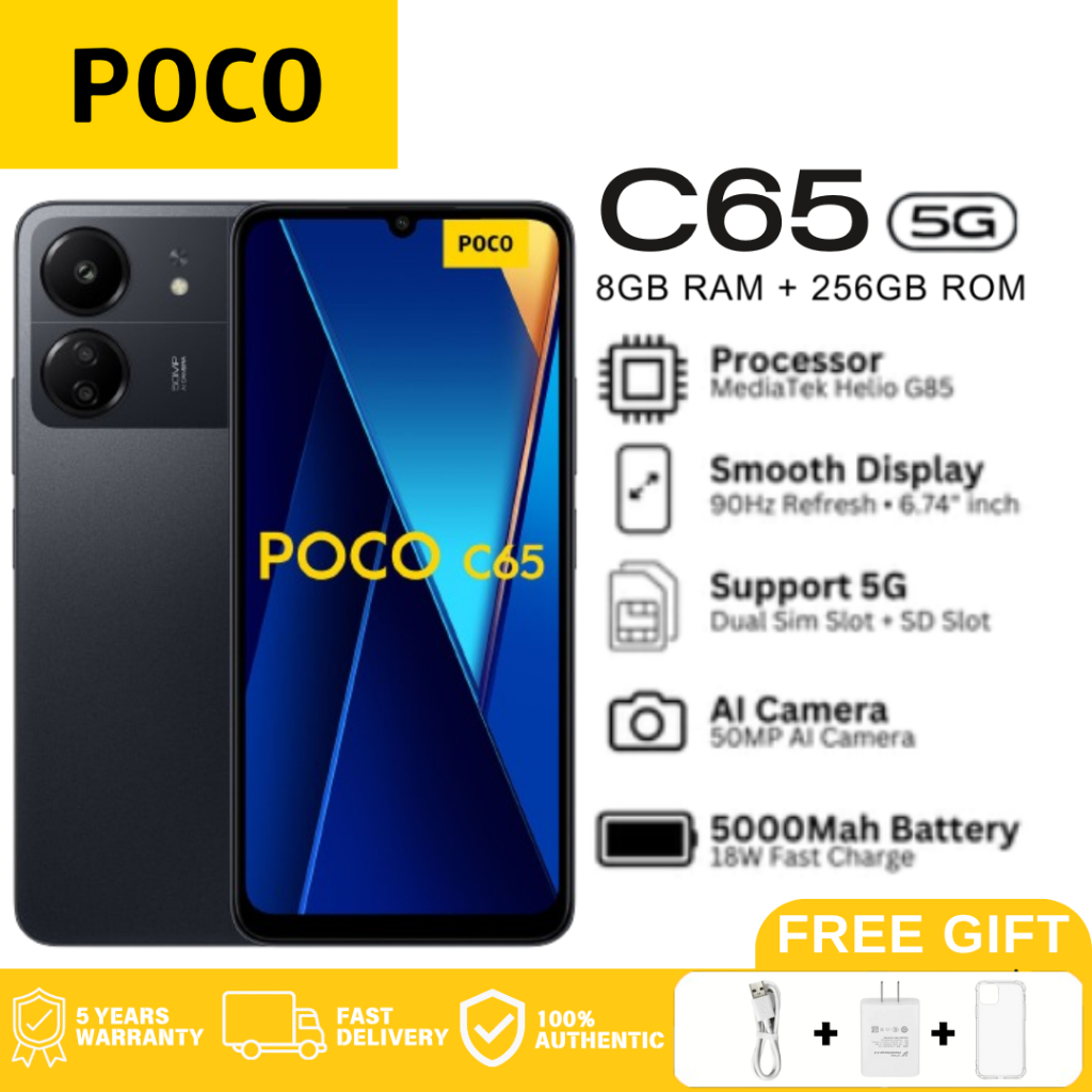 [จัดส่งฟรี]POCO C65/C75 8GB+256GB ชิปเซ็ตอันทรงพลัง กล้อง MediaTek Helio G85 3 50MP | รับประกันศูนย์