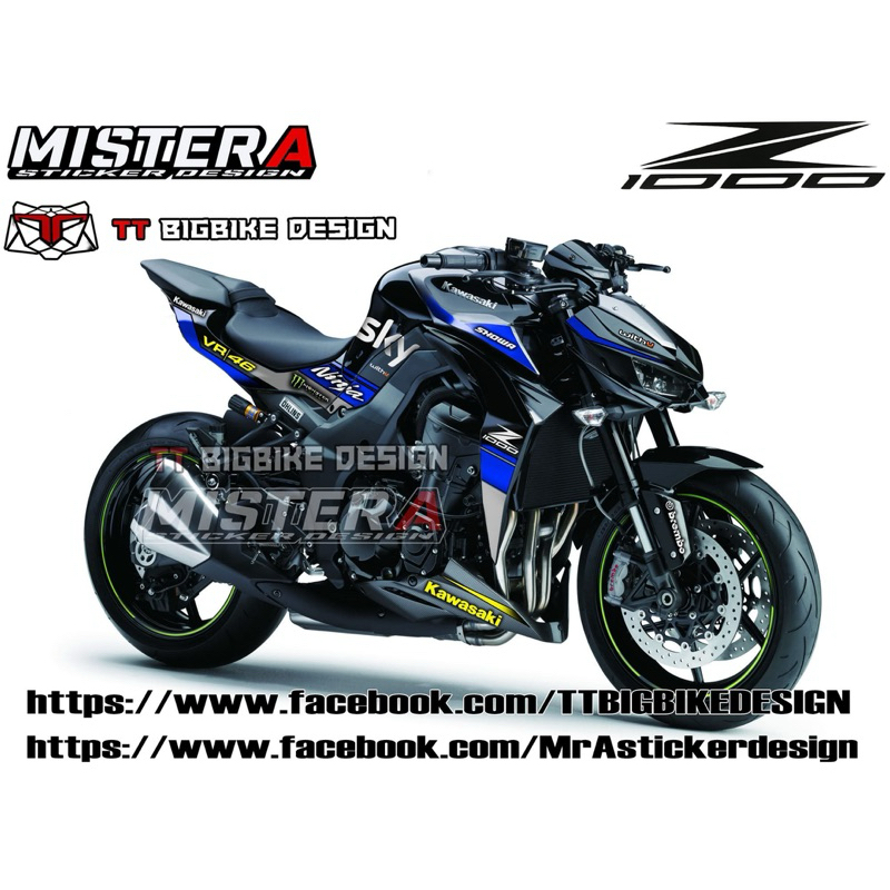 (Mr.AM) ชุดสติ๊กเกอร์ [เกรด Premium] Kawasaki Z1000 (SKY)