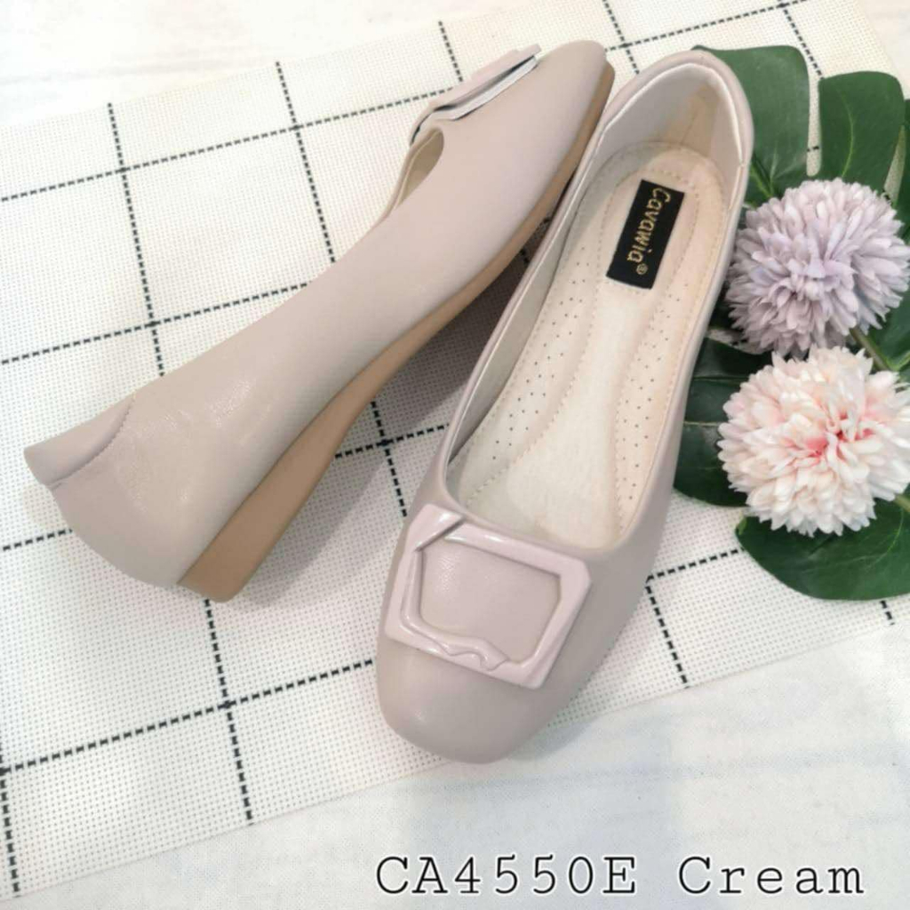 รองเท้าคัชชูแฟชั่น รองเท้าทำงาน Cavawiaสีเบจ