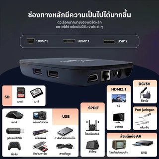 【รับประกัน 5 ปี】กล่องแอนดรอย Android 13.0 TV BOX 8+128GB Wifi 8K/HD ดิจิตอล BOX Bluetooth 5.3 รองรับ YouTube/Google Play