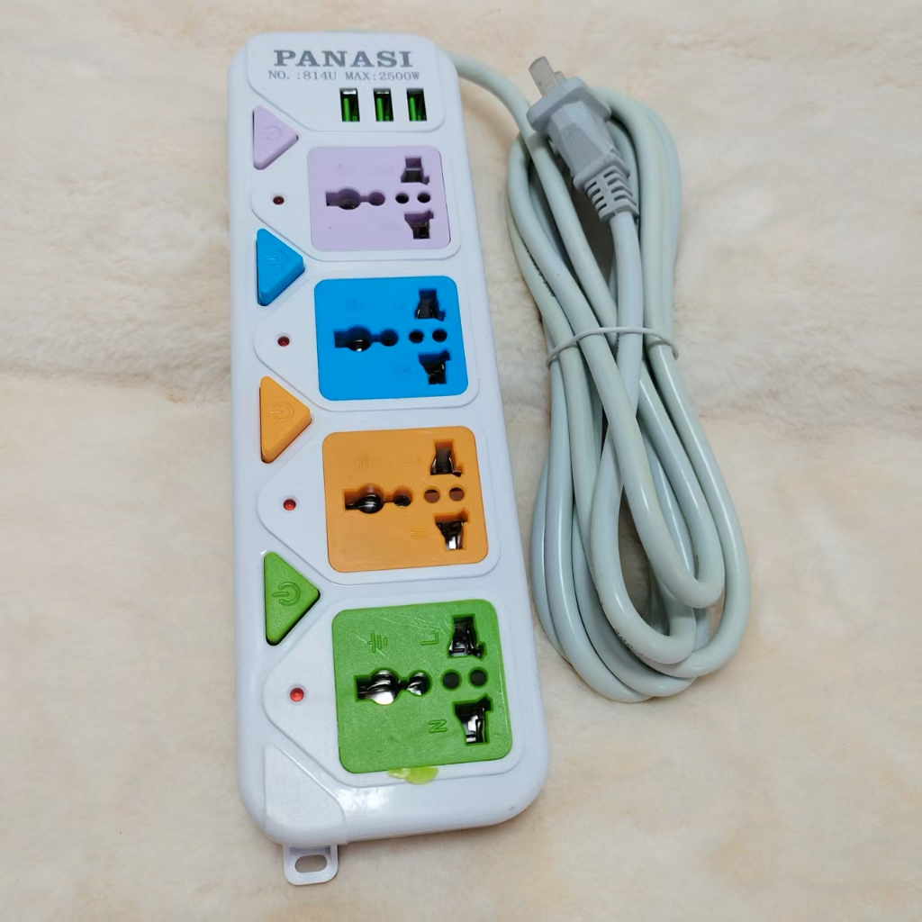 ปลักไฟPN -815U/814U สายไฟมี3/5/8/10 เมตร 2500w สายไฟหนาแข็งแรง มีปุ่มเปิด/ปิด แยกช่องอิสระ รับประกันสินค้า100% - รูปที่ 2