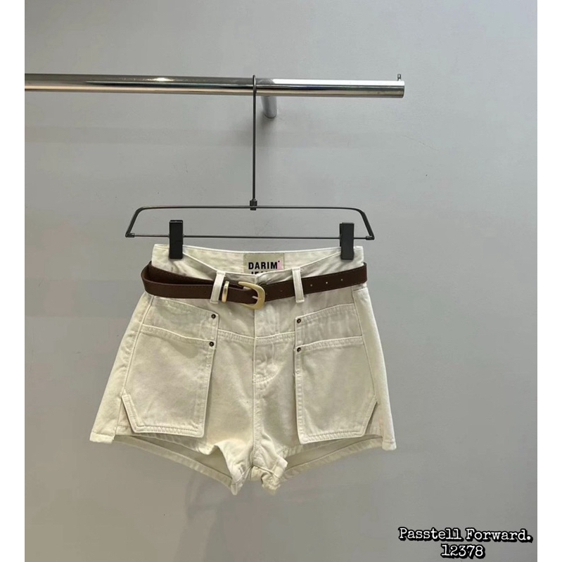 #passtell12378 🇰🇷 Korea darim denim shorts ขาสั้นยีนส์ป้ายdarimรุ่นกระเป๋า มาพร้อมเข็มขัดตามรูป