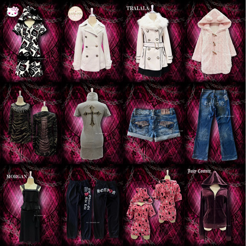 รวมเสื้อผ้าญี่ปุ่นมือสอง ของแท้ Hello Kitty, Tralala, Lizlisa,Bebe, Juicy Couture, Morgan