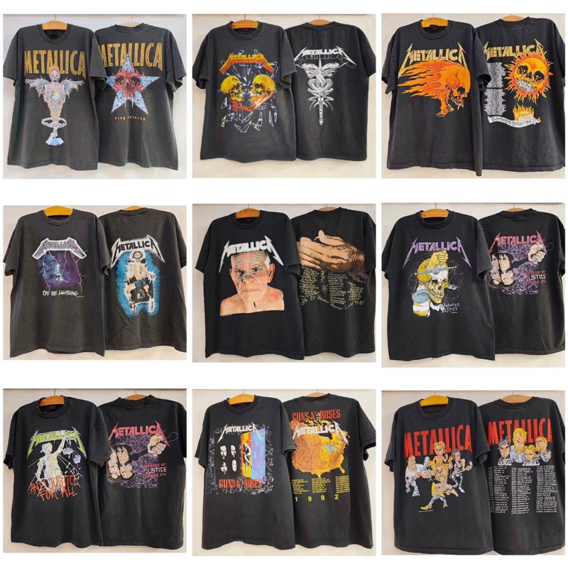 metallica เสื้อทัวร์ เสื้อวง วินเทจผ้าฟอก เสื้อเฟดbio
