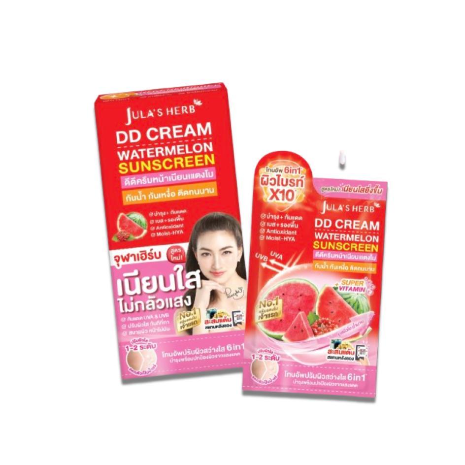 (ยกกล่อง 6ซอง) จุฬาเฮิร์บ ดีดีแตงโมกันแดด DD CREAM WATERMELON SPF50PA+++ JULA’S HERB DD CREAM WATERM