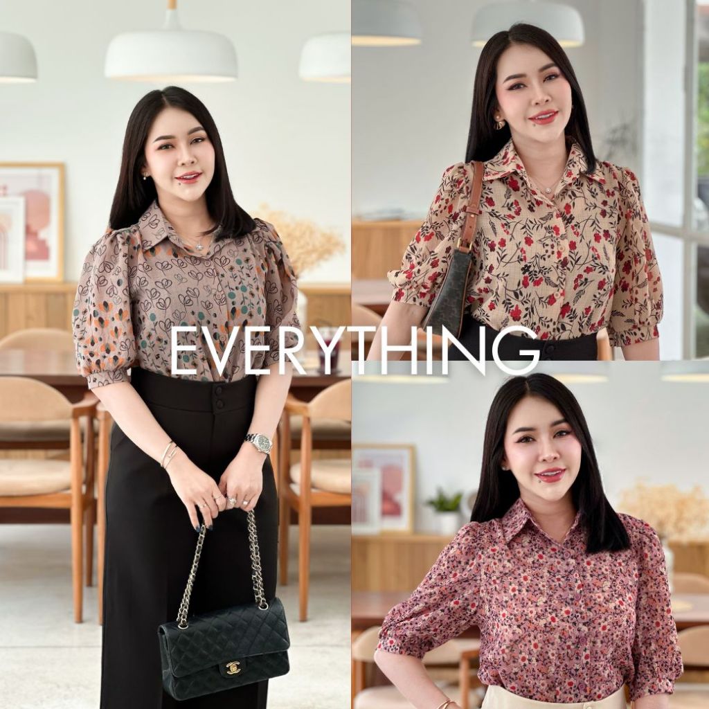 Everything2019 เสื้อทำงานผู้หญิงคอปก แขนศอก รุ่นใหม่ เนื้อผ้าป๊อปคอร์นพรีเมี่ยม ใส่เกร๋ๆ น่ารัก ไม่ซ้ำใคร (6199)