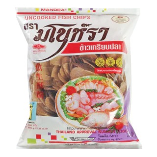 ‼️ส่งเร็ว ถึงไว‼️ มโนห์รา ข้าวเกรียบดิบ500กรัม รสปลา มโนราห์