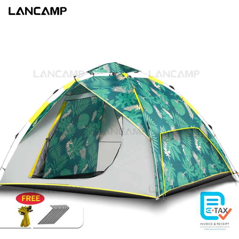 LANCAMP เต้นท์ เต๊นท์ เต็นท์สนาม JS68-107 เหมาะกับเดินป่า สำหรับนอน พับได้ พักในป่า พักในสวน 3-4 คน