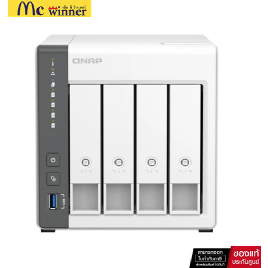 NAS (อุปกรณ์จัดเก็บข้อมูลบนเครือข่าย) QNAP TS-433 /4-BAY ARM 4-CORE CORTEX-A55 /4 GB ON BOARD