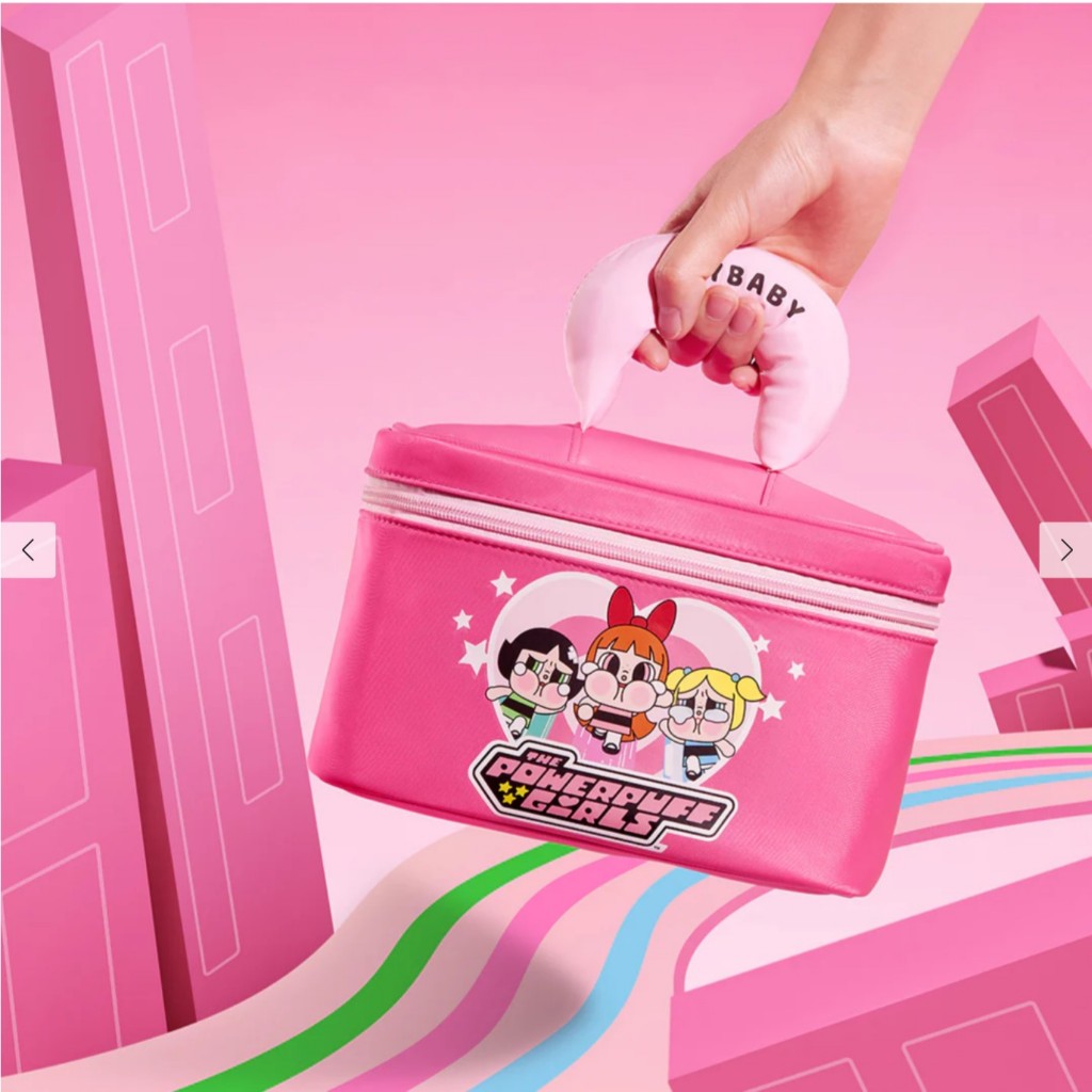 พร้อมส่ง กระเป๋าสีชมพูสุดฮ็อต ไว้ใส่เครื่องสำอาง CRYBABY × Powerpuff Girls-Cosmetic Bag