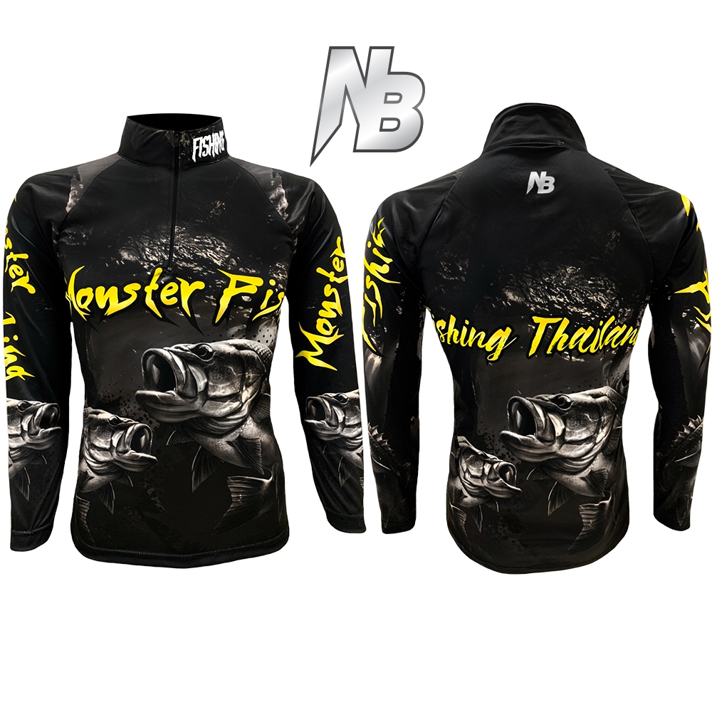 เสื้อตกปลา,ปั่นจักรยาน Moster Fishing Bass Gold มีให้เลือก 2 สี (สินค้าพร้อมจัดส่ง) ป้องกันแสง UV