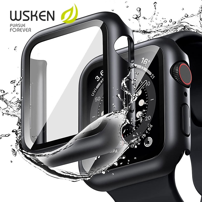2 แพ็ค WSKEN กรณีป้องกัน สำหรับ Apple Watch Ultra ปกป้องหน้าจอ 46 มม 45 มม 44 มม 42 มม 41 มม ฟิล์มกระจกป้องกันน้ำหนักเบา